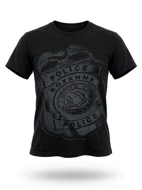 Novelty costume t-shirt - POLICE ROXANNE badge graphic.